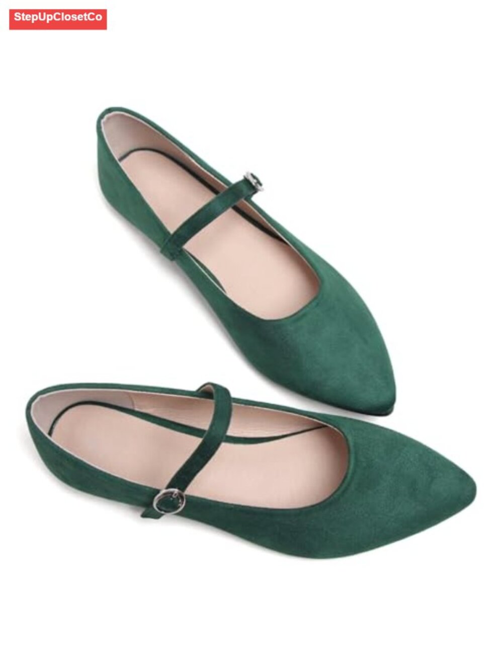 Stunner Women's Pointed Toe Bowtie Ankle Buckle Strap Mary Jane Flat Shoes - Picture 5 of 6